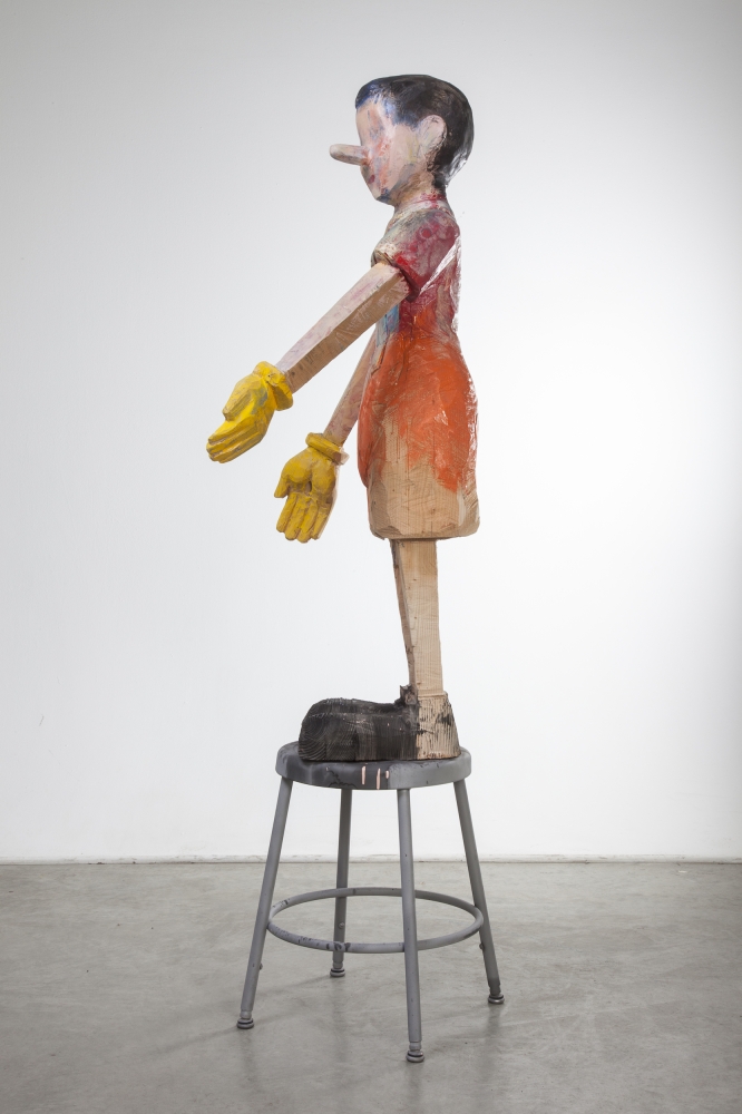 Jim Dine
Those Are Yellow Gloves, 2013
Oil enamel and stain on wood and steel stool
79 &times; 49 &times; 26 inches
200.7 &times; 124.5 &times; 66 cm
