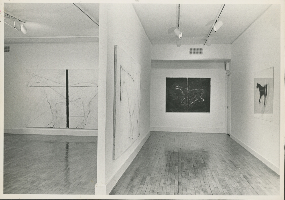 Installation view of&nbsp;Susan Rothenberg, Willard Gallery, 1977. Courtesy Miani Johnson.