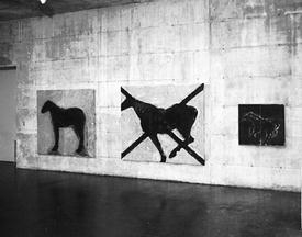 Installation view of&nbsp;Non Mobilier, 1974-75 (left) in Susan Rothenberg: Matrix 3, Berkeley Art Museum &amp; Pacific Film Archive, 1978

&nbsp;