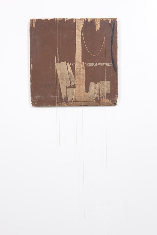 Untitled (Brown Panel with Gold Chains), 2012